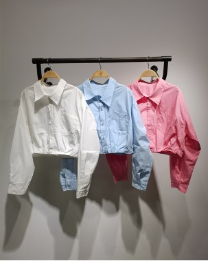 小眾設計感凈色長袖上衣襯衫-000085-全店新款85折