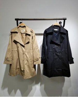 韓版氣質雙排扣收腰風衣外套-001993-精選單品特價7折