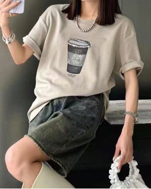 時尚燙鉆可樂杯短袖TEE-002570-全店新品,買滿$800即減$200輸入優惠碼(SS-200)