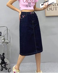 韓國直送NEW STYLE高腰牛仔半截裙-800039-全店新品，買滿$400即減$80輸入優惠碼(New2023)