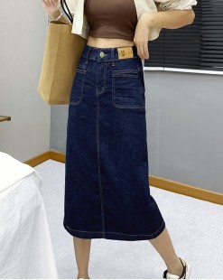 韓國直送HOWLUK開叉牛仔半截裙-800100-全店新品，買滿$400即減$80輸入優惠碼(New2023)