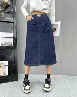 韓國直送A.CONCEPT時尚設計感布柳釘高腰牛仔半截裙-84319-全店新款85折