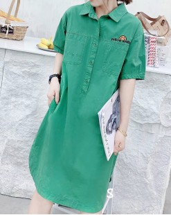 率性淨色襯衫連身裙 (韓國女裝) - 8972A - 限時勁減6折