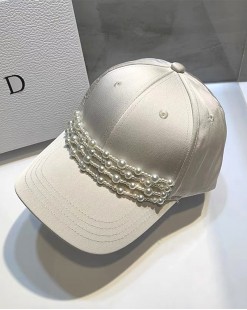 時尚百搭珍珠鏈條Cap帽-990032-全店新品，買滿$400即減$80輸入優惠碼(NEW2023)