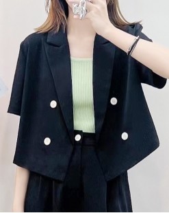 時尚淨色翻領西裝外套 (韓國女裝) - B0214- 限時勁減6折